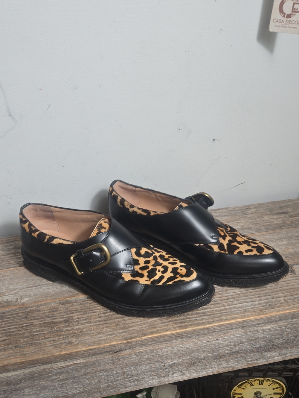 Belle Sigerson Morrison Black Leopard Print Leather Pony Hair Loafer with Buckle - Picture 3 of 8
